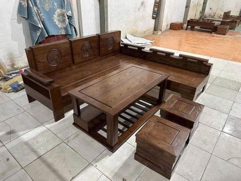 Bộ bàn ghế phòng khách gỗ sồi tự nhiên Kt 2m*1m8 MS 316