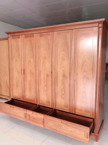Tủ áo gỗ xoan đào cánh Phẳng