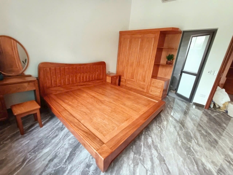 Combo giường gỗ chân quỳ hương đá MS120