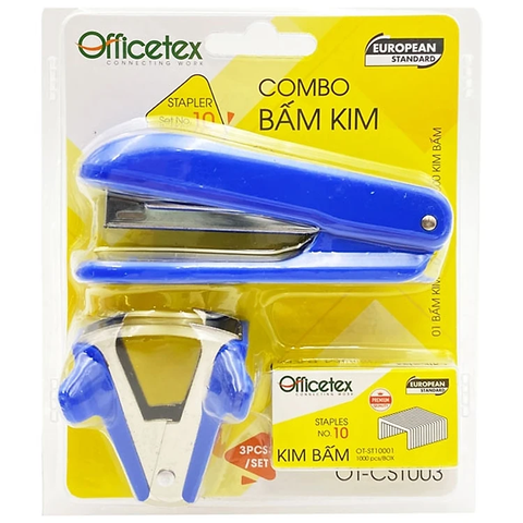 Combo Bấm Kim Officetex OT-CST003 (1 Bấm Kim, 1 Gỡ Kim, 1 Hộp Kim Bấm)