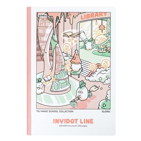Vở Kẻ Ngang May, Dán Gáy K.Long InviDot Line Tili Magic School B5 208 200Tr