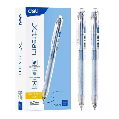 Combo 5 Bút Bi Dầu Deli EQ80-Bl Màu Xanh 0.7mm