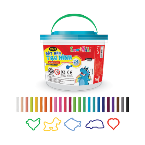 Đất Nặn Smartkids Hộp Nhựa MC02 400g + 5 Khuôn