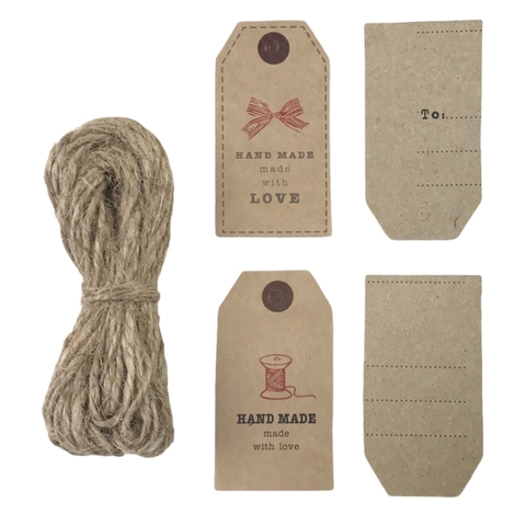 Tag Treo Hình Chữ Nhật Size M (50 Cái + Dây Đay)