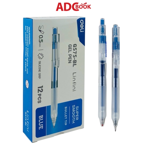 Bút Gel Bấm EG575-BL Siêu Trơn 0.5-Xanh 12c/Hộp (Deli)