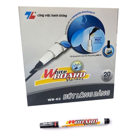 Hộp 20 Bút Lông Bảng Thiên Long WB-02 Màu Đen