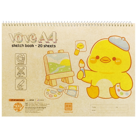 Vở Vẽ Lò Xo Hồng Hà Vintage A4 8154 (20T/Tập)