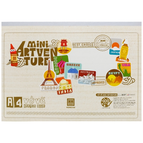 Vở Vẽ Hồng Hà Mini Artventure A4 8157 - 100gms (20 Tờ)