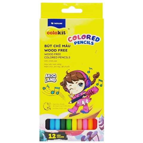 Bút Chì Màu Wood Free Colokit CPC-C031/AK 12 Màu