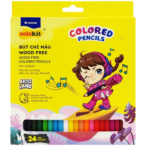 Bút Chì Màu Wood Free Colokit CPC-C033/AK 24 Màu