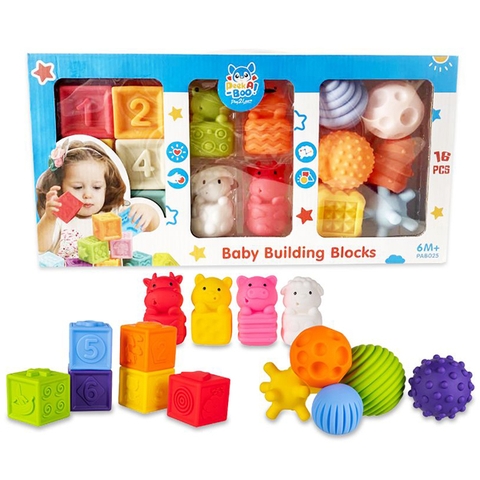 Đồ Chơi Hình Khối Nhựa Mềm Cho Bé-16 Chi Tiết PAB025