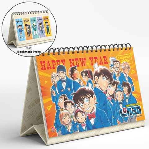 Lịch Để Bàn Thám Tử Lừng Danh Conan 2025 Tặng Kèm Set Bookmark Ivory