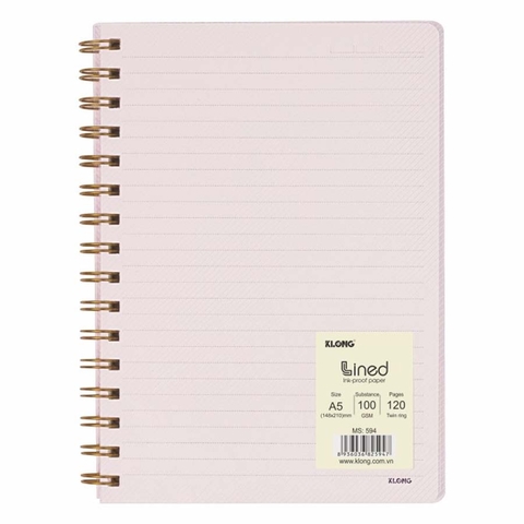 Sổ A5 K.Long 120 Trang Lò Xo Kép Bìa Nhựa 2 Mặt TB594