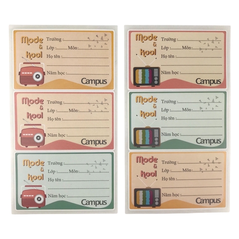 Nhãn Vở Campus MODE&COOL 7287 18 nhãn/tập