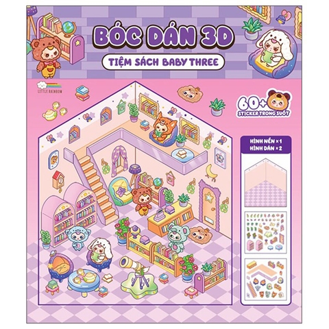 Bóc Dán 3D - Tiệm Sách Baby Three (Đồ Chơi Bóc Dán 60+ Sticker Cho Bé)