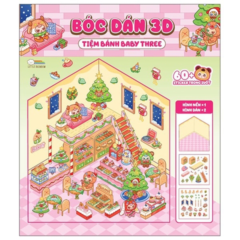 Bóc Dán 3D - Tiệm Bánh Baby Three (Đồ Chơi Bóc Dán 60+ Sticker Cho Bé)