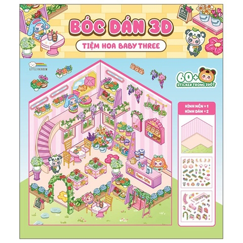 Bóc Dán 3D - Tiệm Hoa Baby Three (Đồ Chơi Bóc Dán 60+ Sticker Cho Bé)