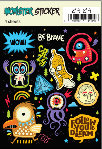 Set 4 Bảng Sticker Little Monster Sắc Màu