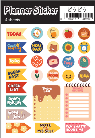 Set 4 Bảng Sticker Planner Sắc Màu
