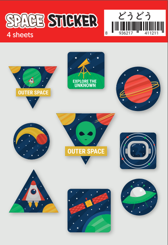 Set 4 Bảng Sticker Space Tàu Vũ Trụ