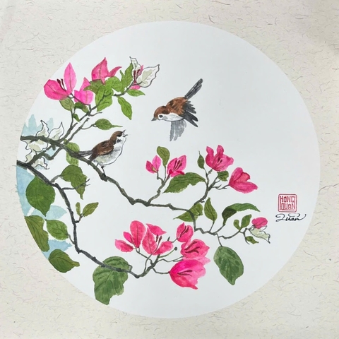 Tranh Màu Nước - Nhánh Hoa Giấy - ADC55