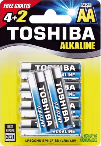 Pin Tiểu Alkaline Toshiba AA 1.5V (Vỉ 6 Viên)