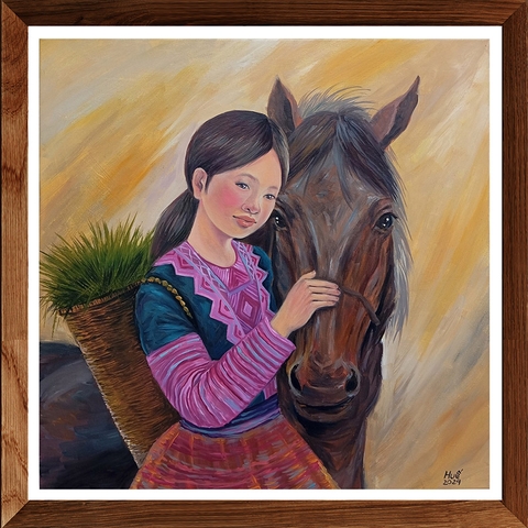 Tranh Sơn Dầu - Cô Bé Và Ngựa - ADC36
