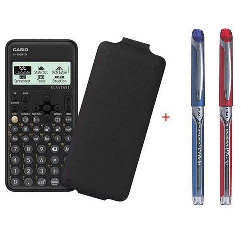 Máy Tính Casio FX880BTG + 2 Bút Bi Pilot Mực Nước Hitech V7 Grip