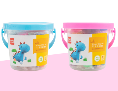 Đất Nặn Deli 12 Màu+3 Khuôn Màu Hồng 7022-HO