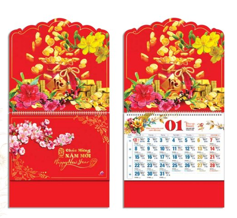 Lịch 12 Tháng Bông Sen 2024 - Hồng Phúc Cát Tường (SV16)