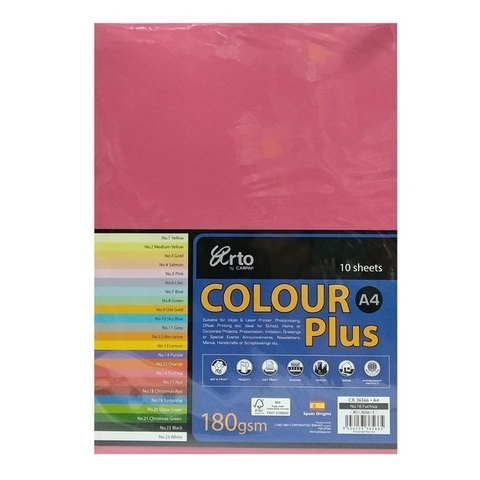 Bìa Màu A4 10 Tờ CAMPAP CR36566 DL180 gsm - Màu Hồng Đậm