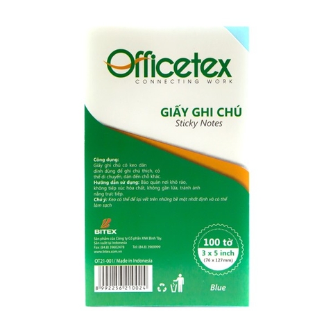 Giấy Ghi Chú Offivetex 3x5 OT21-001 - Màu Xanh