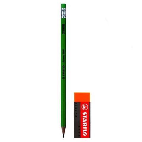 Bút Chì Gỗ Neon Stabilo PC4907G-HB Có Tẩy - Màu Xanh Lá