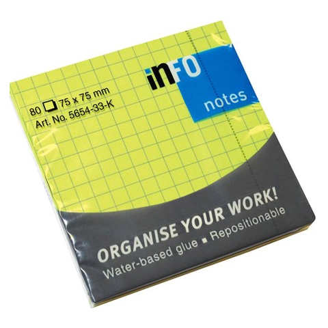 Giấy Note Có Dòng Kẻ Ô Ly Info 5654-33 K - Màu Xanh Cốm