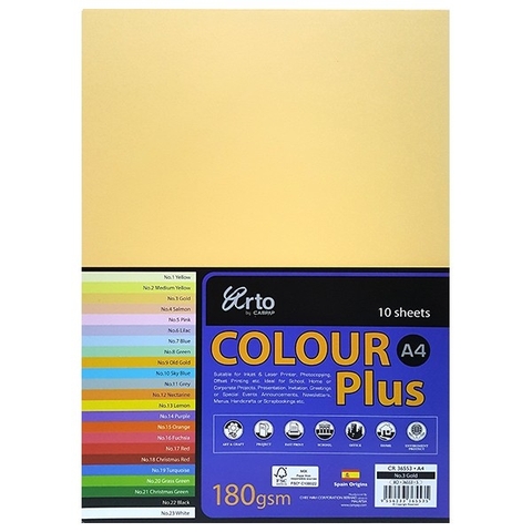 Bìa Màu A4 10 Tờ CAMPAP CR36553 DL180 gsm - Màu Vàng