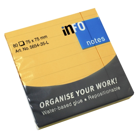 Giấy Note Info Có Dòng Kẻ Ngang Info 5654-35 L - Màu Da Cam