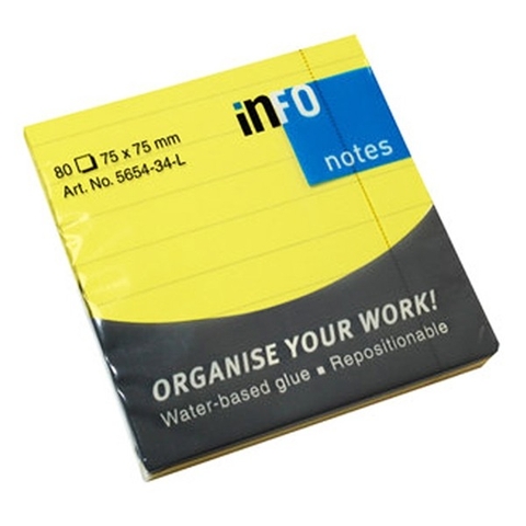 Giấy Note Có Dòng Kẻ Ngang 5654-34 L - Màu Vàng Chanh