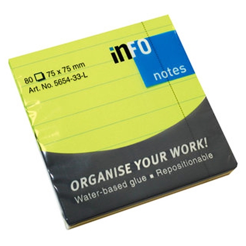 Giấy Note Có Dòng Kẻ Ngang Info 5654-33 L - Màu Xanh Cốm