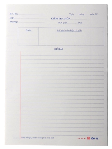 Giấy Kiểm Tra Cấp 2 Hồng Hà 4913