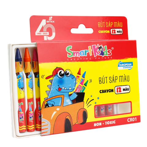 Bút Sáp Màu Smartkids Dino 12 Màu CR01