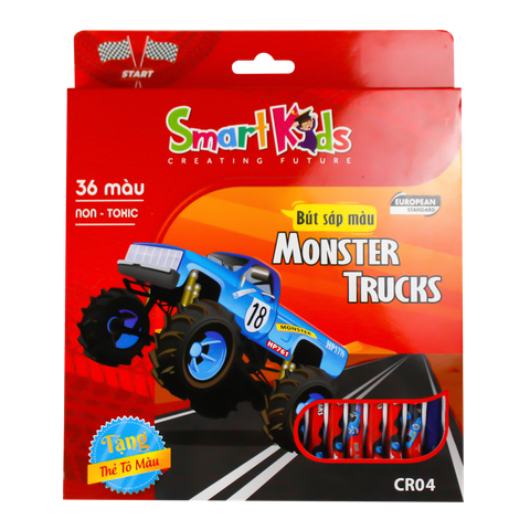 Bút Sáp Màu Smartkids Gift Monster Truck CR04 36 Màu