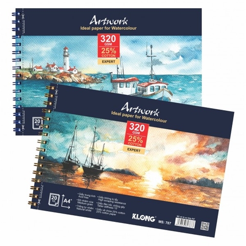 Sổ Vẽ Màu Nước A4 K.Long 20 Tờ TP787 25% Cotton 320GSM