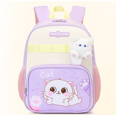 Balo Mẫu Giáo SUN EIGHT - 22248 Siêu Nhẹ Hình Mèo Con Tím