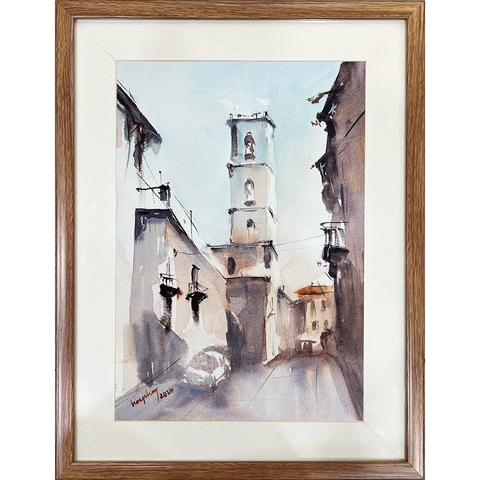 Tranh Màu Nước - Bình Minh Ngõ Nhỏ - ADC119