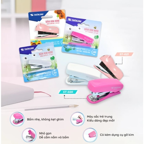Bấm Kim Mini Basic Số 10 - Thiên Long ST-020 (Nhiều Màu)