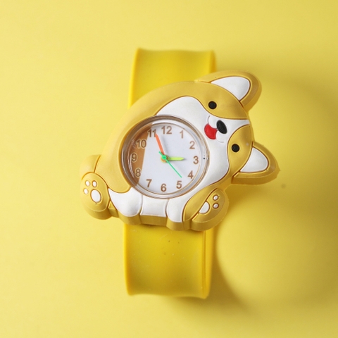 Đồng Hồ Đeo Tay Cho Bé Dây Silicone Tự Cuốn Animal Cún Nghiêng Đầu Dễ Thương
