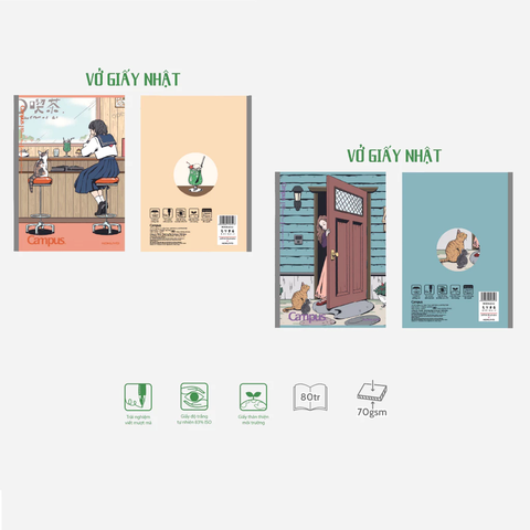 Vở Kẻ Ngang Campus 80Tr Có Chấm Japan Illustrato 29434