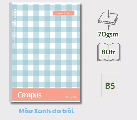 Vở Kẻ Ngang Campus Check&Bar NB-B5L80CB-B 1305 80Tr