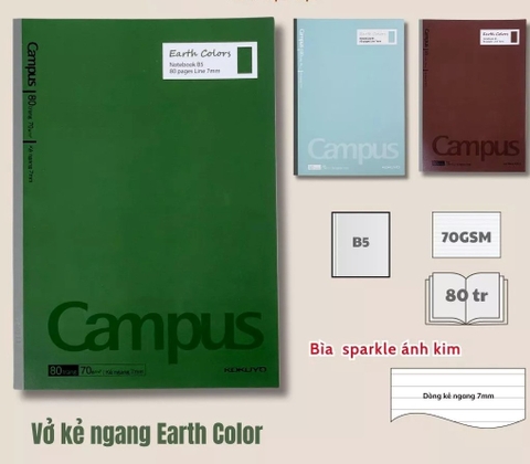 Vở Kẻ Ngang Campus Eearth Clors NB-B5L80EC-G 1527 80Tr