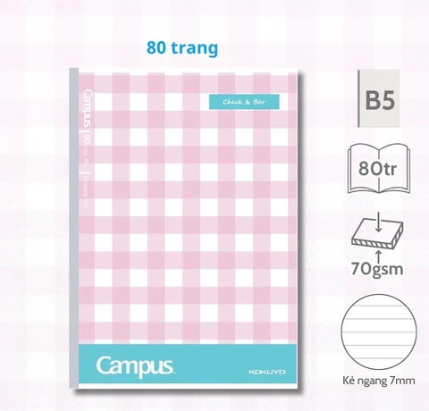 Vở Kẻ Ngang Campus Check&Bar NB-B5L80CB-P 1312 80Tr